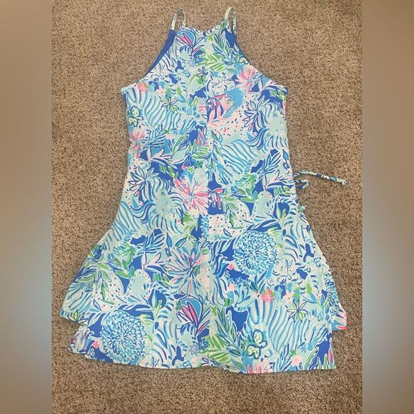 Lilly Pulitzer Pearl Romper Dress in Coastal Blue Lion Around Size 00 - Picture 2 of 5
